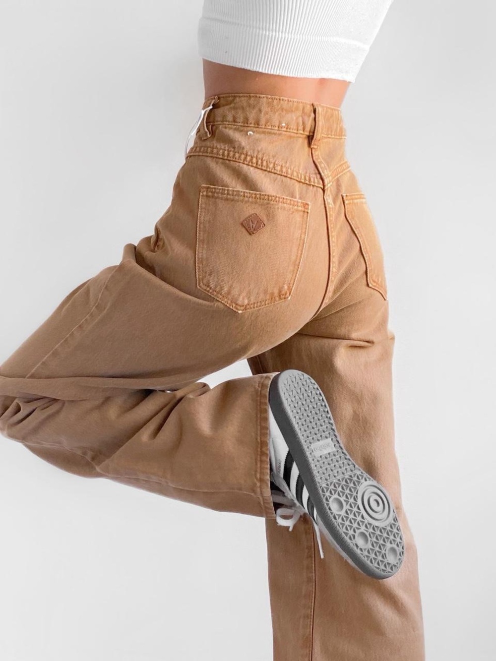 ABRAND A Carrie Camel Brown Wide Leg Jeans High Rise Cotton Denim US 24 Y2K - Picture 12 of 16